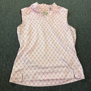 Vintage Y2k Adidas Pink Checkered Golf Sleeveless Tank Top Women's Small